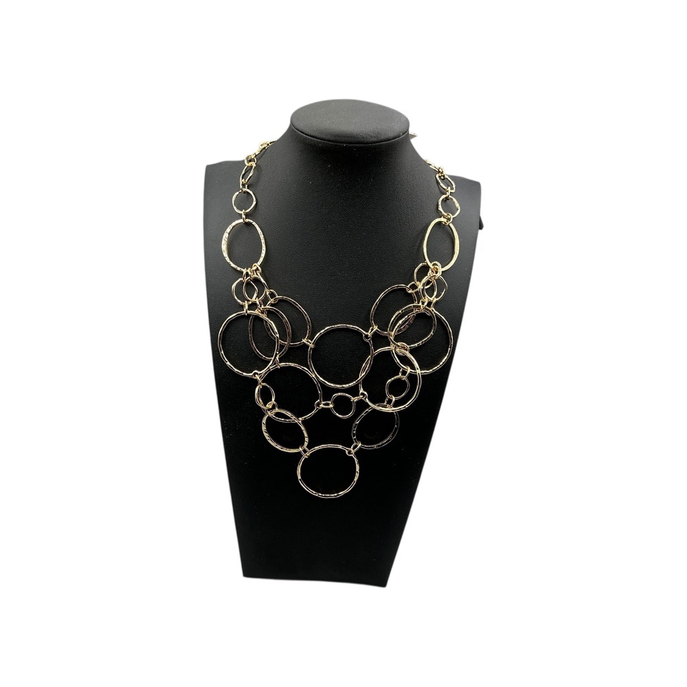 Chico's Gold Tone Multi Circle Link Statement Necklace